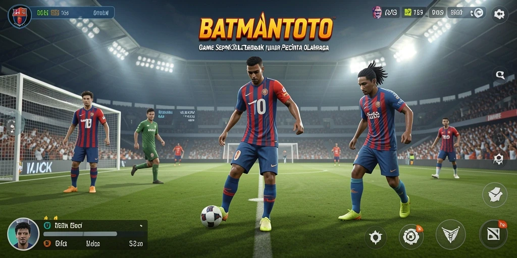 Tampilan menarik dari gameplay sepak bola yang seru.