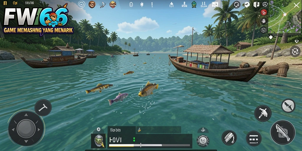 Tampilan screenshot game FW66 saat menangkap ikan.
