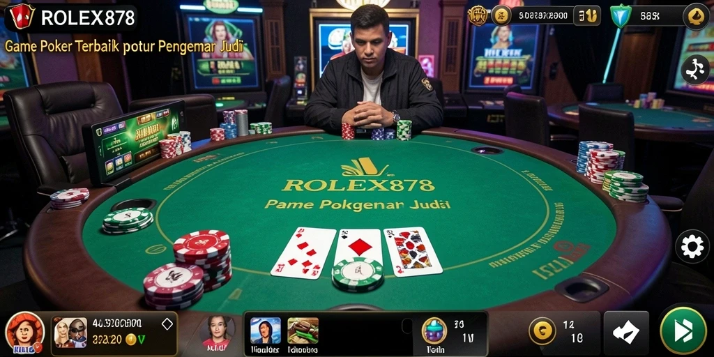 Tangkapan layar utama ROLEX878 menampilkan gameplay poker yang seru dan mendebarkan.